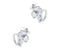 Heart Shaped CZ Silver Stud Earring STS-6492